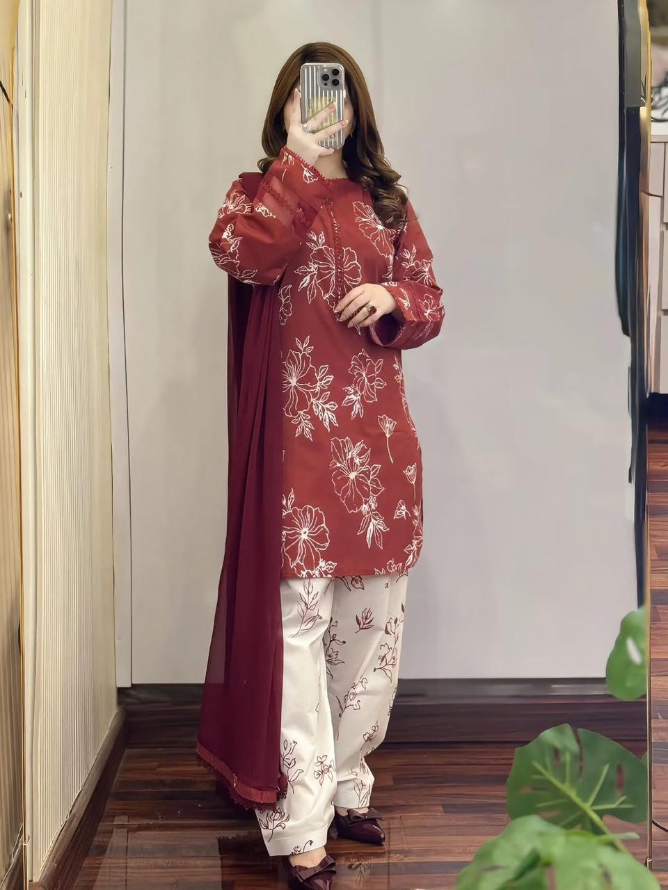 Cotton dress with skin Print(31137)
